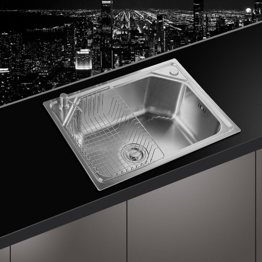 厨房不锈钢水槽单槽一体成型加