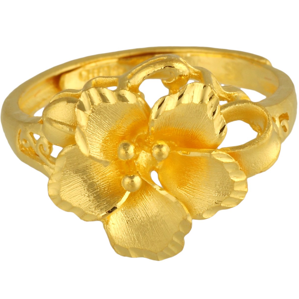 足金黄金精品戒指 花式女戒 5.93g:亚马逊:珠宝