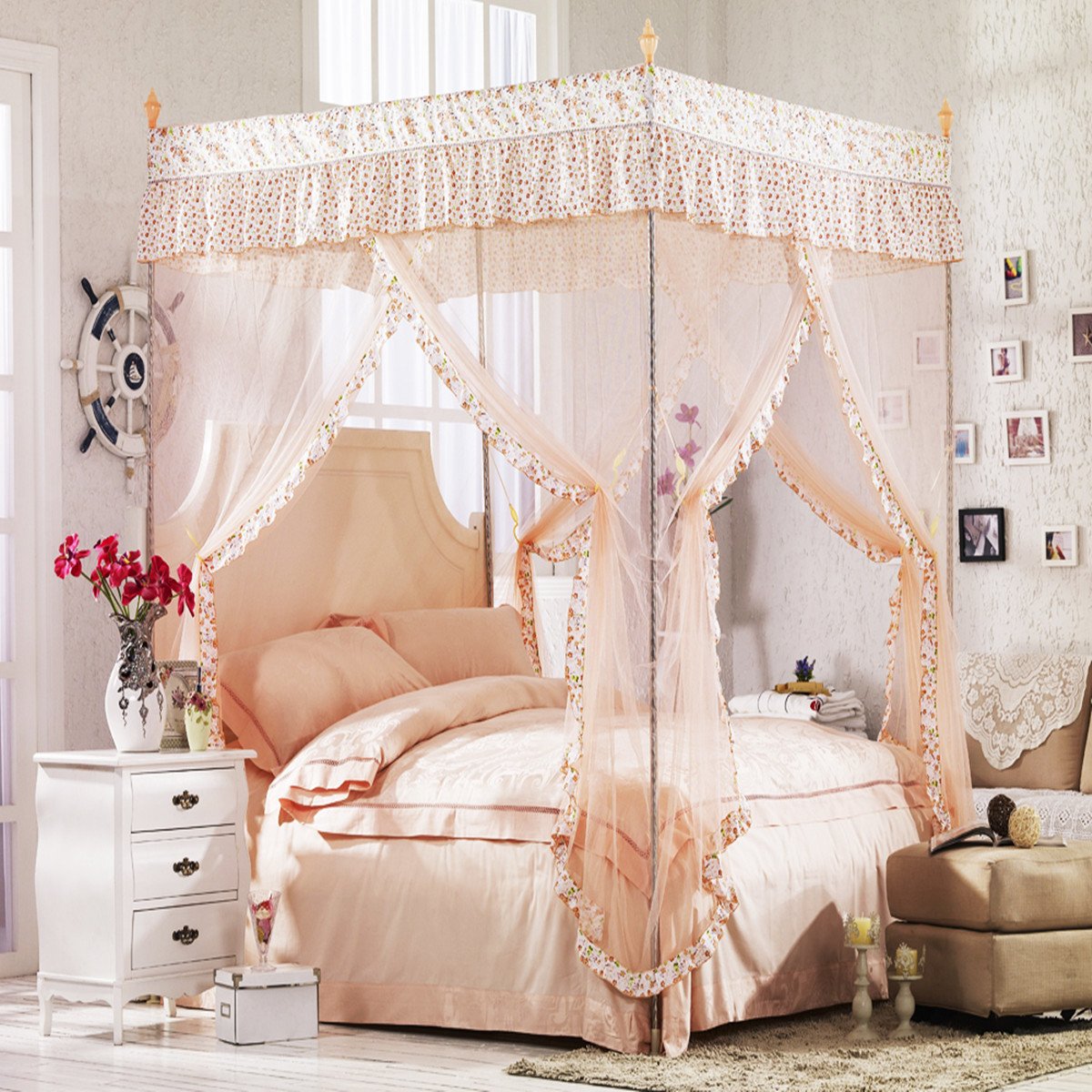 夏天蚊帐三开门宫廷纹账家选什么牌子好 同款好推荐