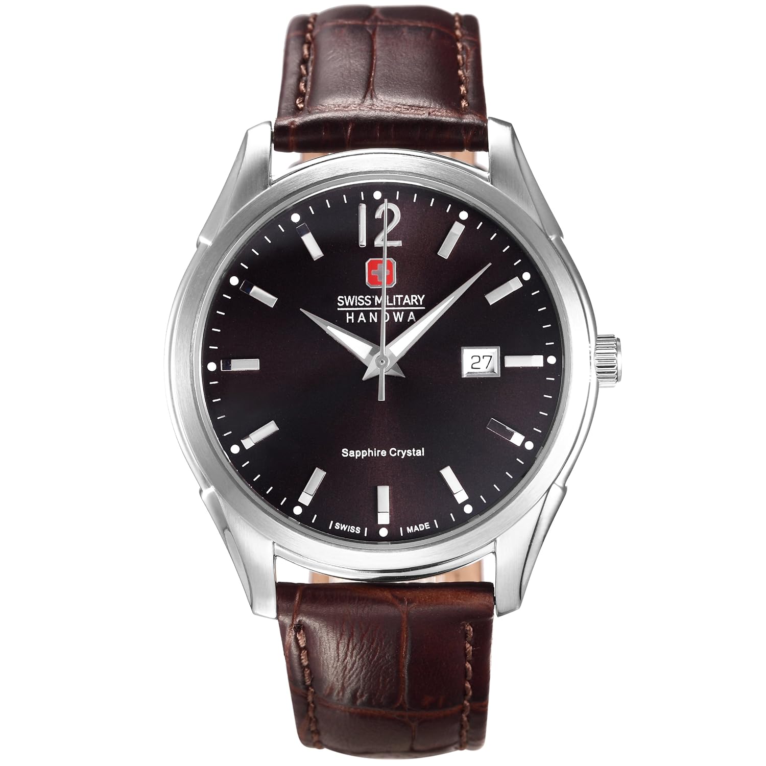 正品瑞士真皮石英军表中学生户