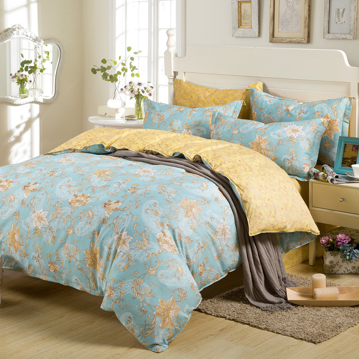 迎馨 全棉床单被罩四件套 1.5/1.8米床通用 169元包邮